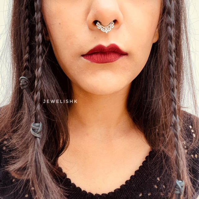 Buy Indian Nose Ring, Nose Hoop, Nose Jewelry, Nose Piercing, Silver Nose  Ring Online in India - Etsy